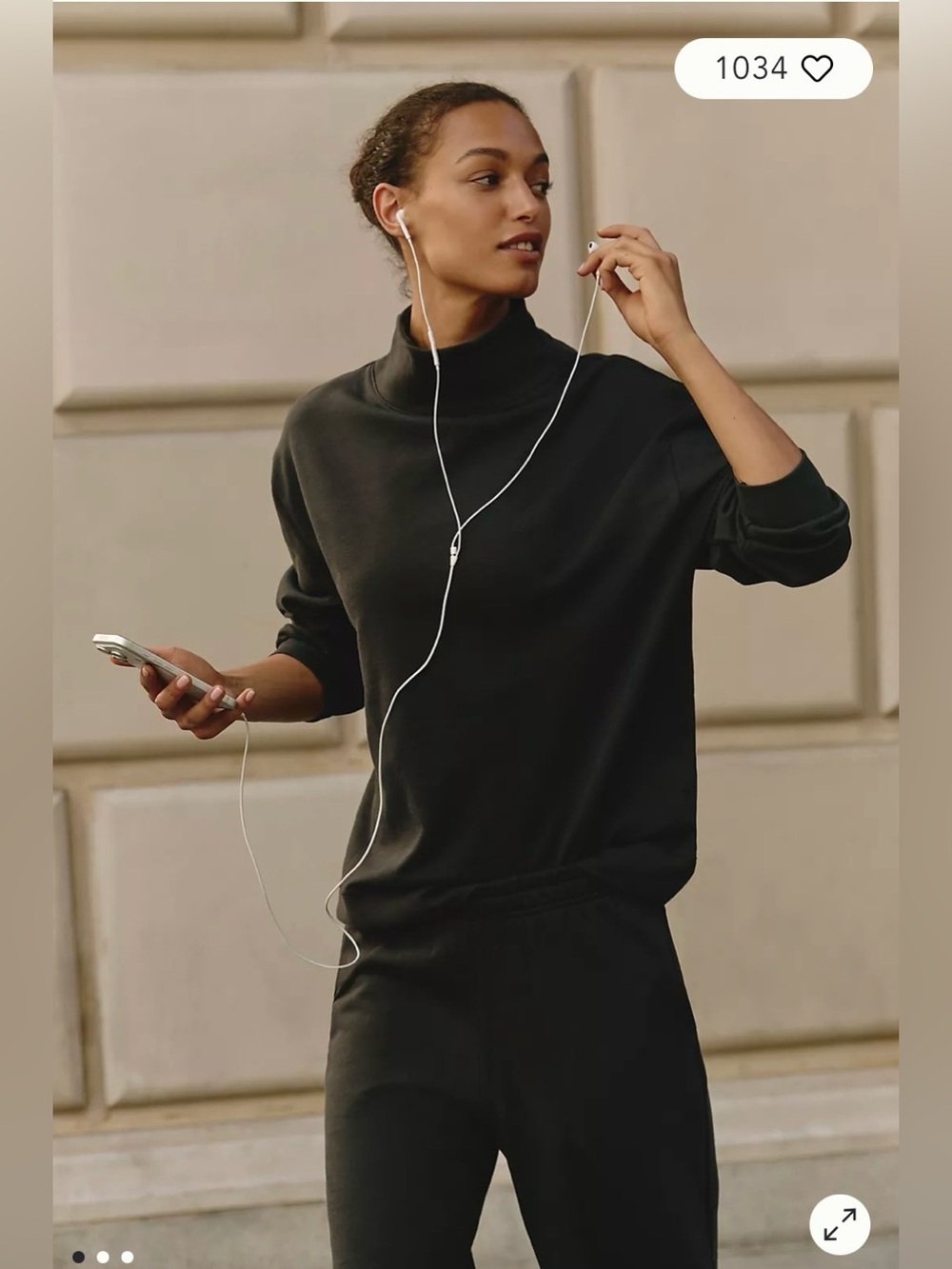 Daily Practice/Anthropologie Organic Cotton Mock Neck Sweatshirt in Black M NWT